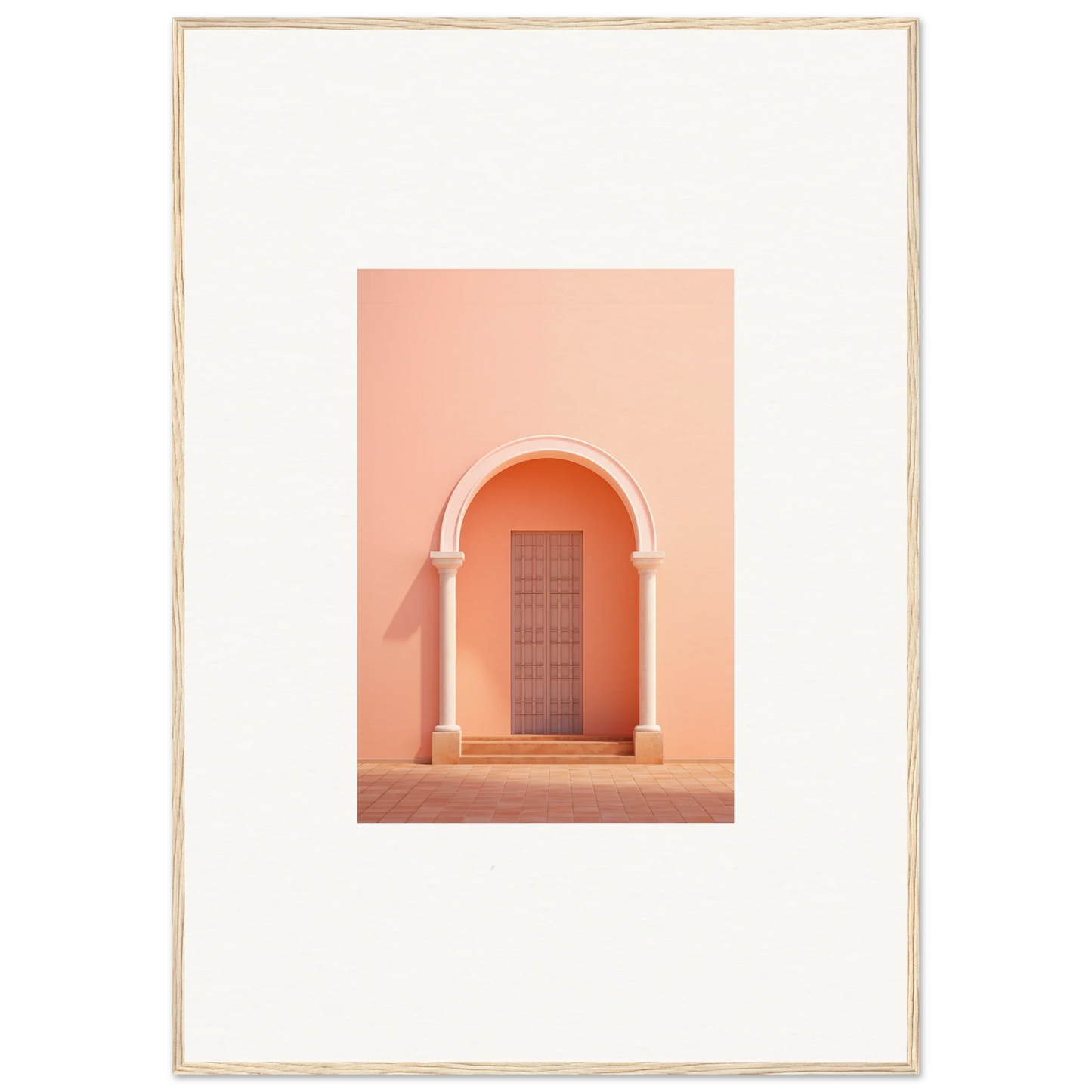 Arched doorway in peach with wooden door from Psychedelic Arches Discussionale art™