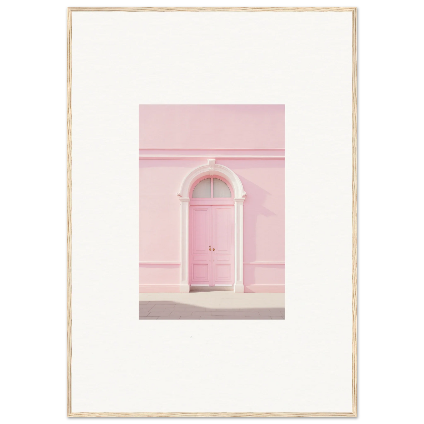 Pink door with white arch in Pearly Baccarat Dream framed wall art