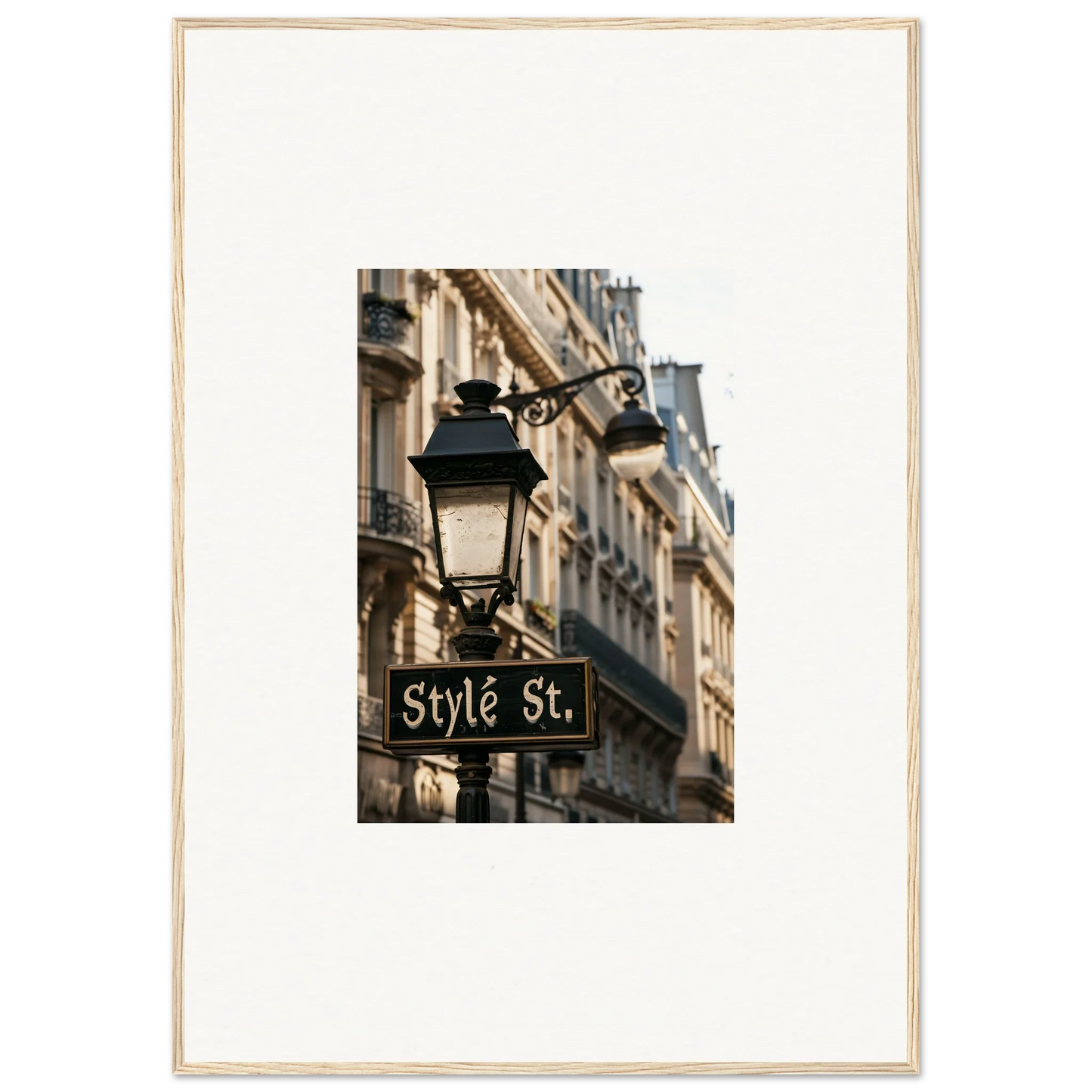 Stylish wall art of a Parisian street sign for trendy room decoration