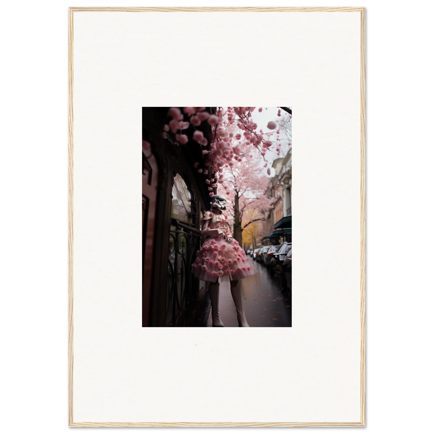 Cherry blossom tree in bloom overhanging street from Petal Eccentricity Revealed art