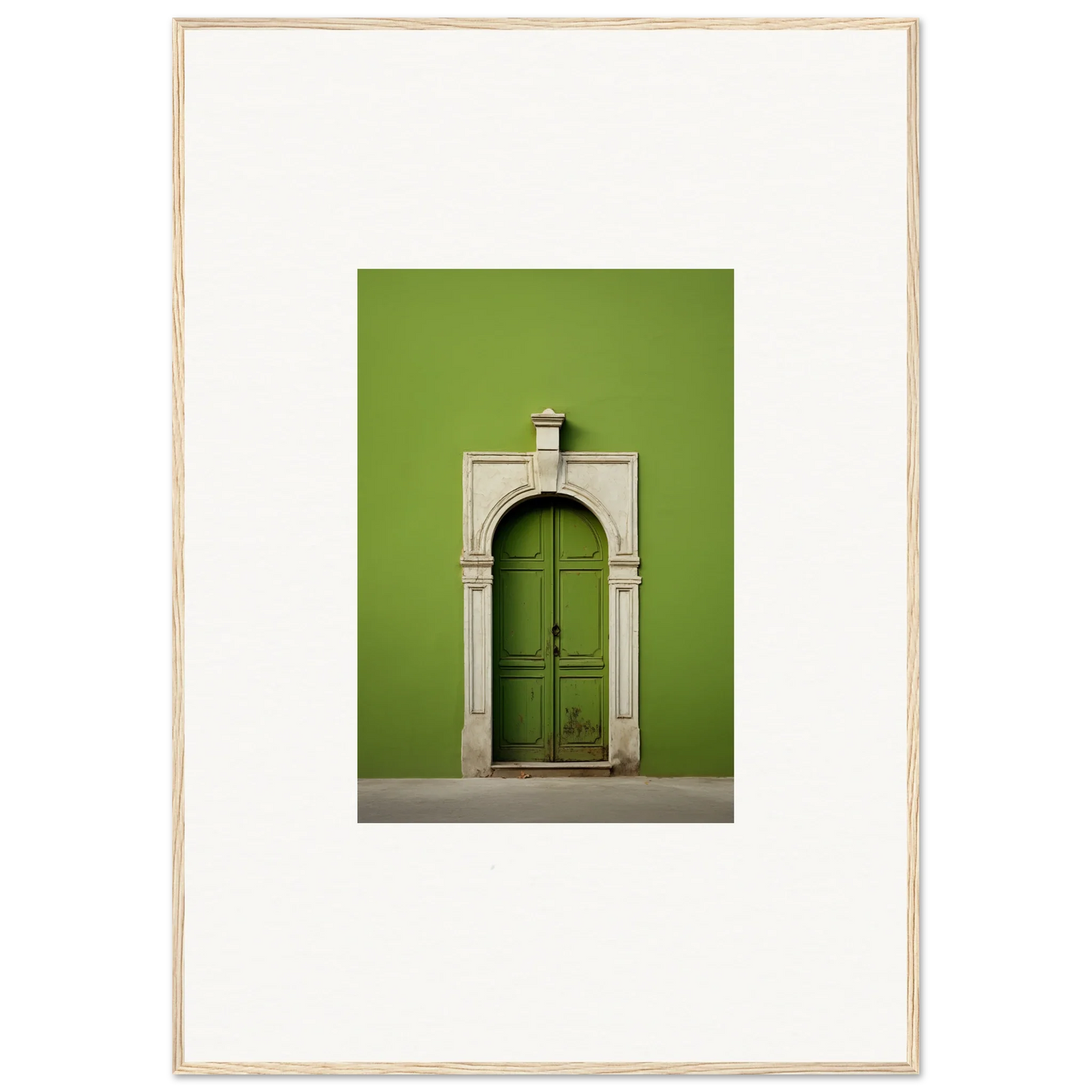 Green wooden door with stone archway, part of Green Origins special edition art™ collection