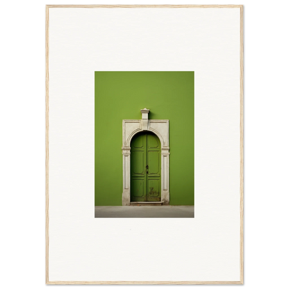 Green wooden door with stone archway, part of Green Origins special edition art™ collection