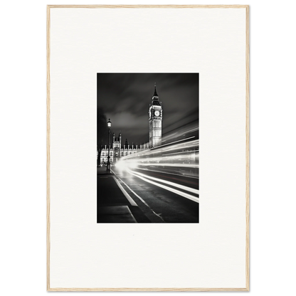 Black and white photo of Big Ben with light trails for special edition art™