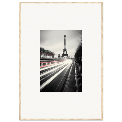 Black and white Eiffel Tower photo with light trails for Eternal Windsweep Halo art™