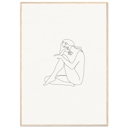 Minimalist line drawing of a seated nude figure for Mindful Dream Tangles framed wall art