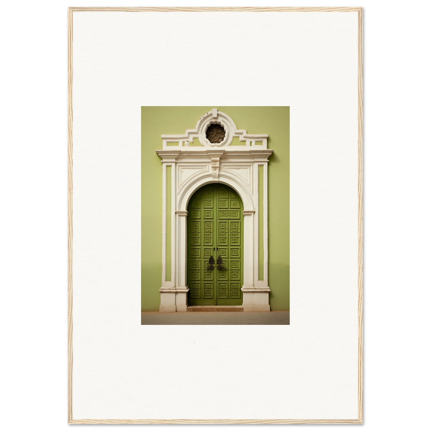 Ornate green door framed by stone arch in Verdant Sentry Whispers special edition art™