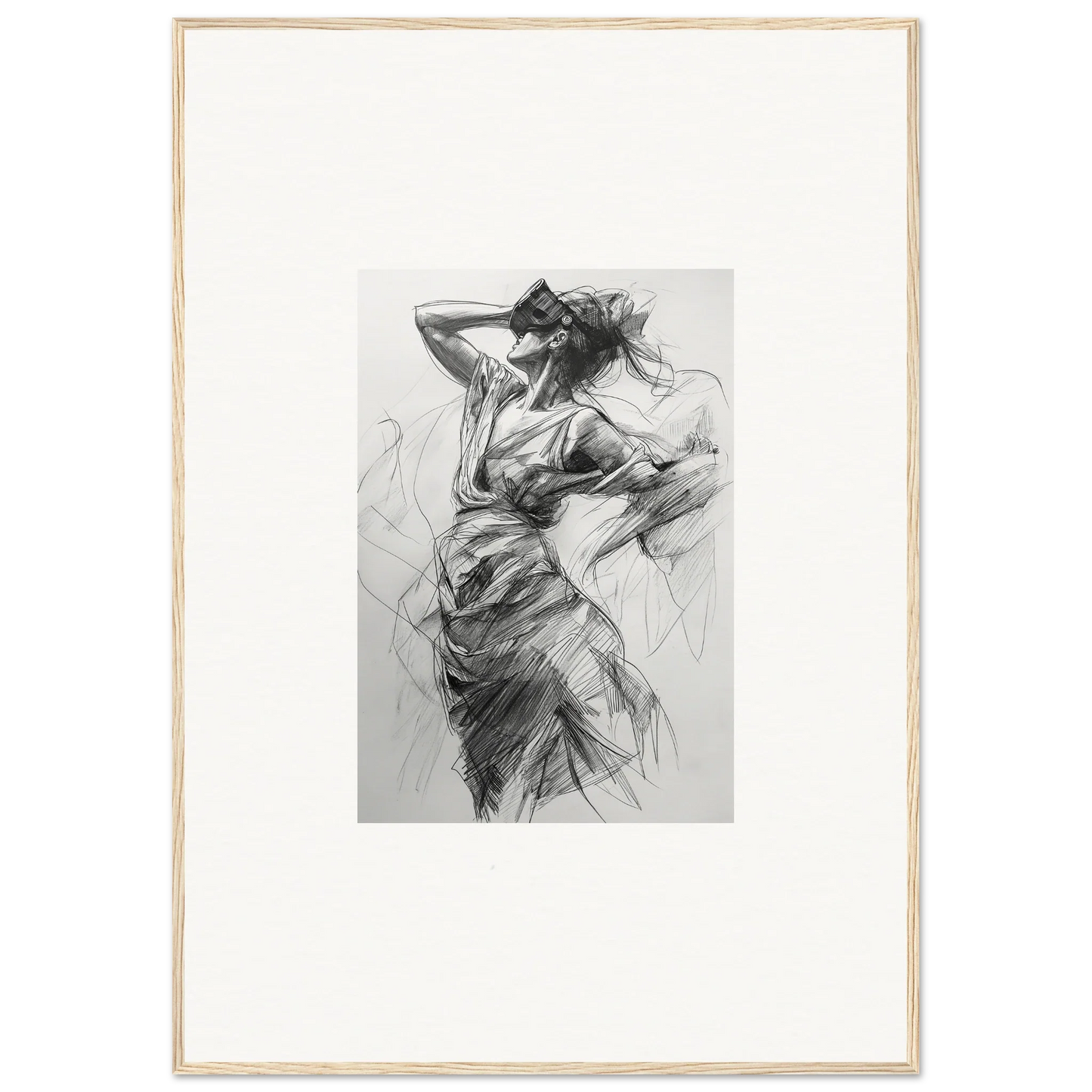 Expressive charcoal sketch of a dynamic figure for Veiled Revisionist Muse art