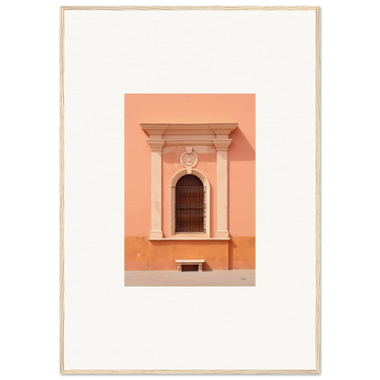 Ornate window and arched doorway in peach wall from Silent Sunset Oblique framed wall art