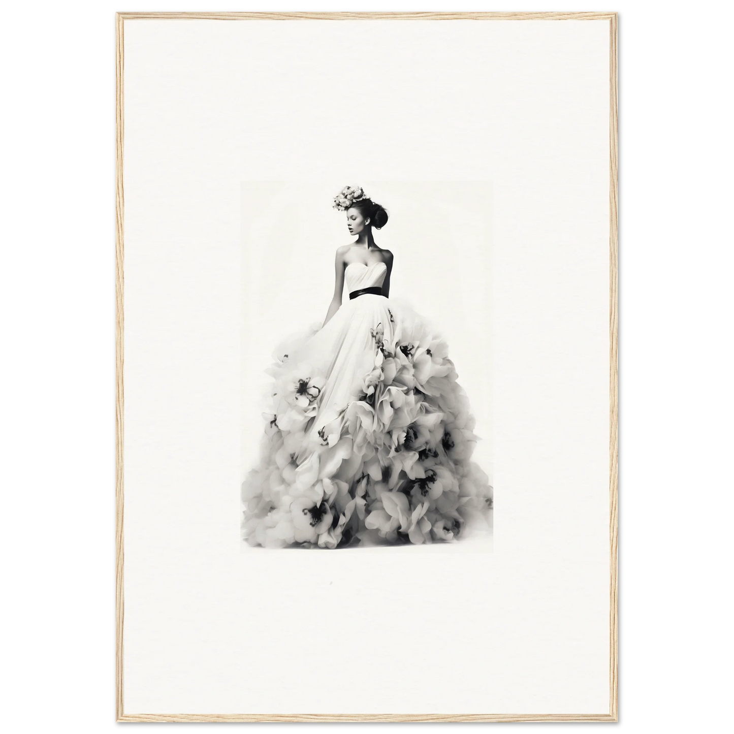 Elegant black and white watercolor figure in flowing ballgown from Dreams Bloom Eternal