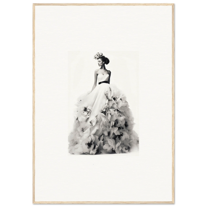 Elegant black and white watercolor figure in flowing ballgown from Dreams Bloom Eternal