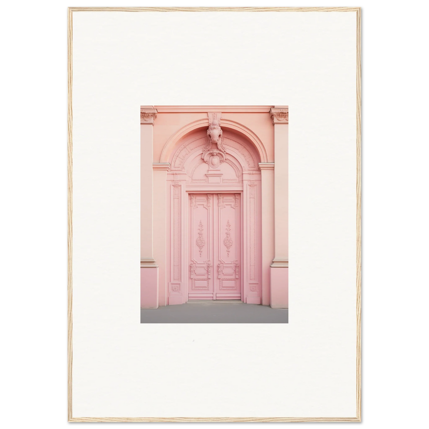 Ornate pink door with classic details in Porphyr Pink Processions special edition art™