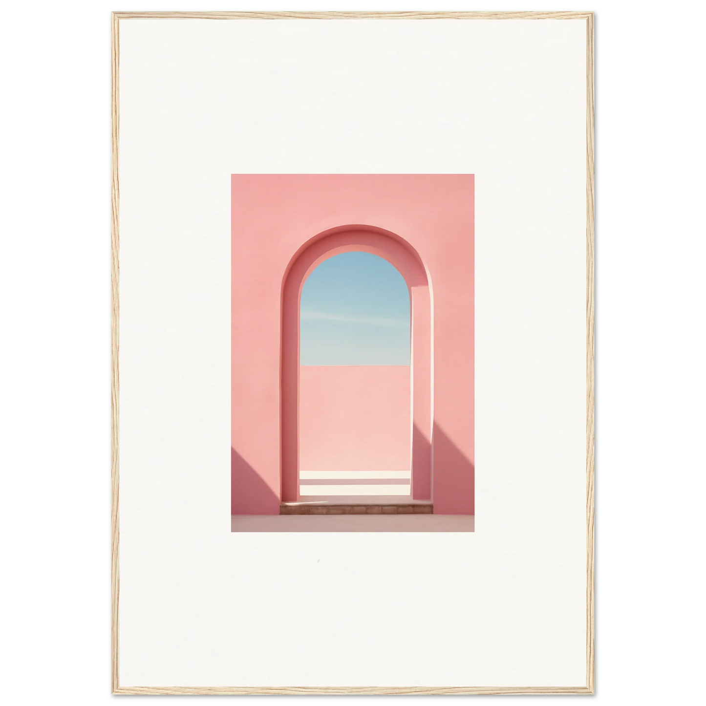 Pink arched doorway framing a blue sky in Echo of Horizons special edition art