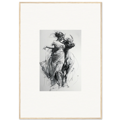 Black and white sketch of dancing figures in flowing dresses from Metaphoric Taurus Whispers