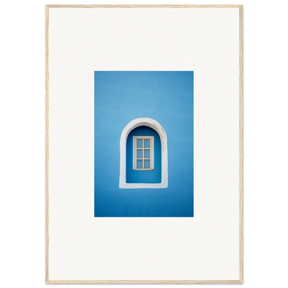 Arched white window on a blue wall featuring Whispers Sky Mosaic special edition art™