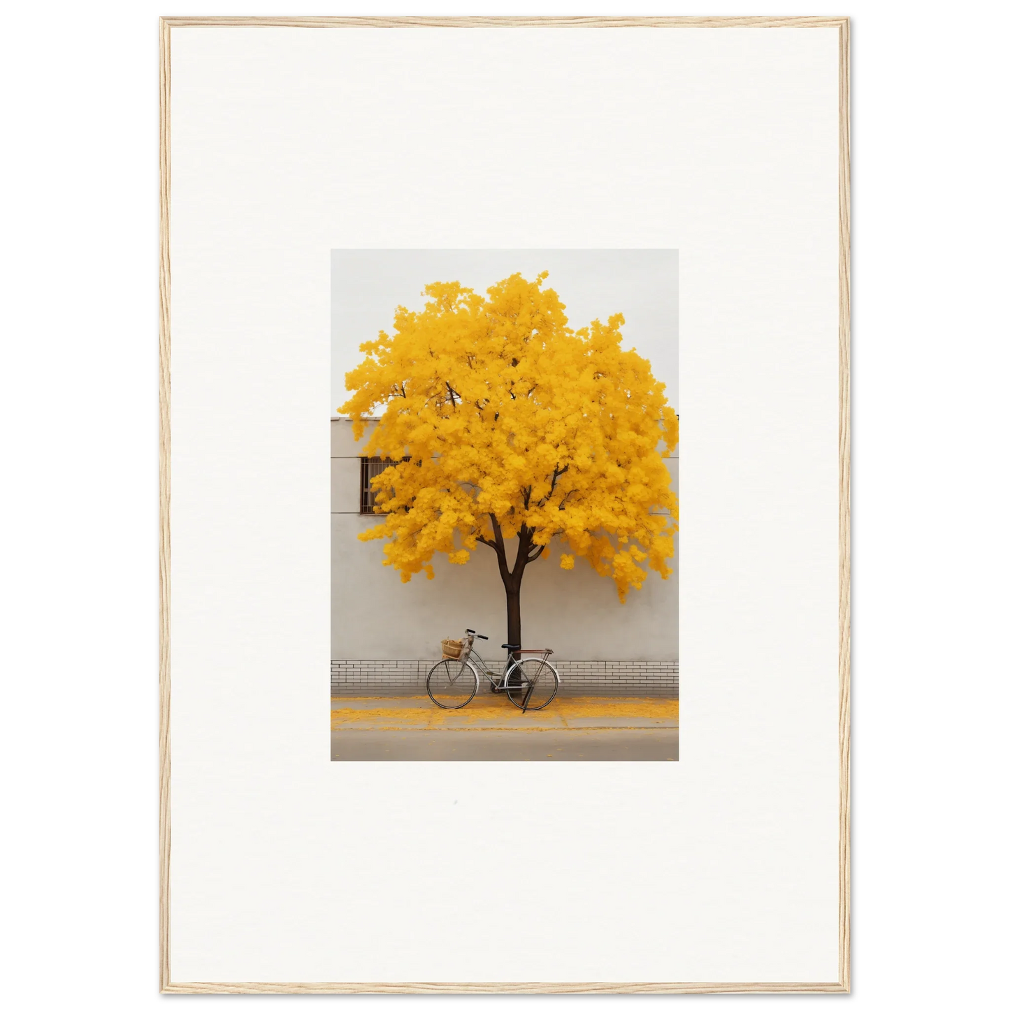 Bicycle under a yellow-leafed tree in Lemonade Gaze Reverie art for your wall