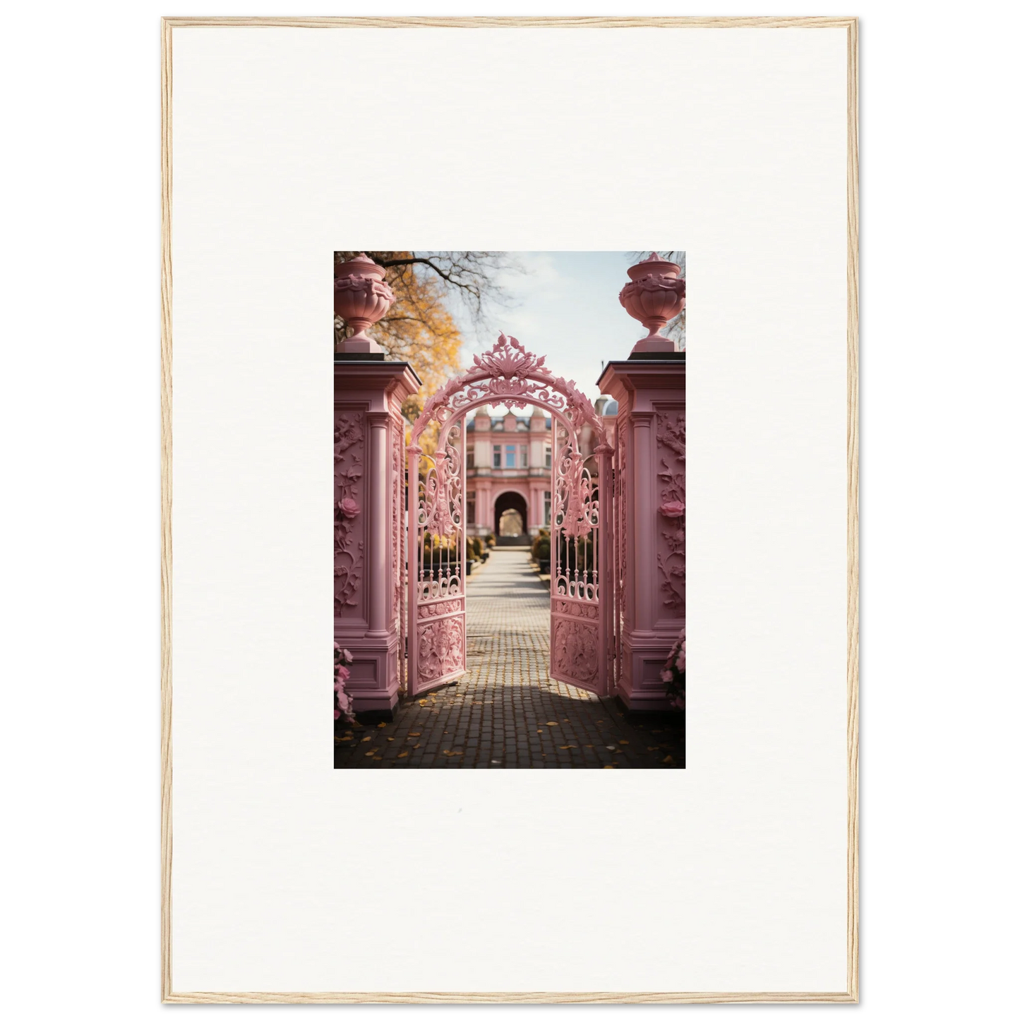 Pink ornate archway in Sugarcotton Visions Gateway leading to a dreamy garden path