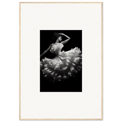 Dancer in a ruffled dress in black and white for Nocturnal Flourishbyen art™