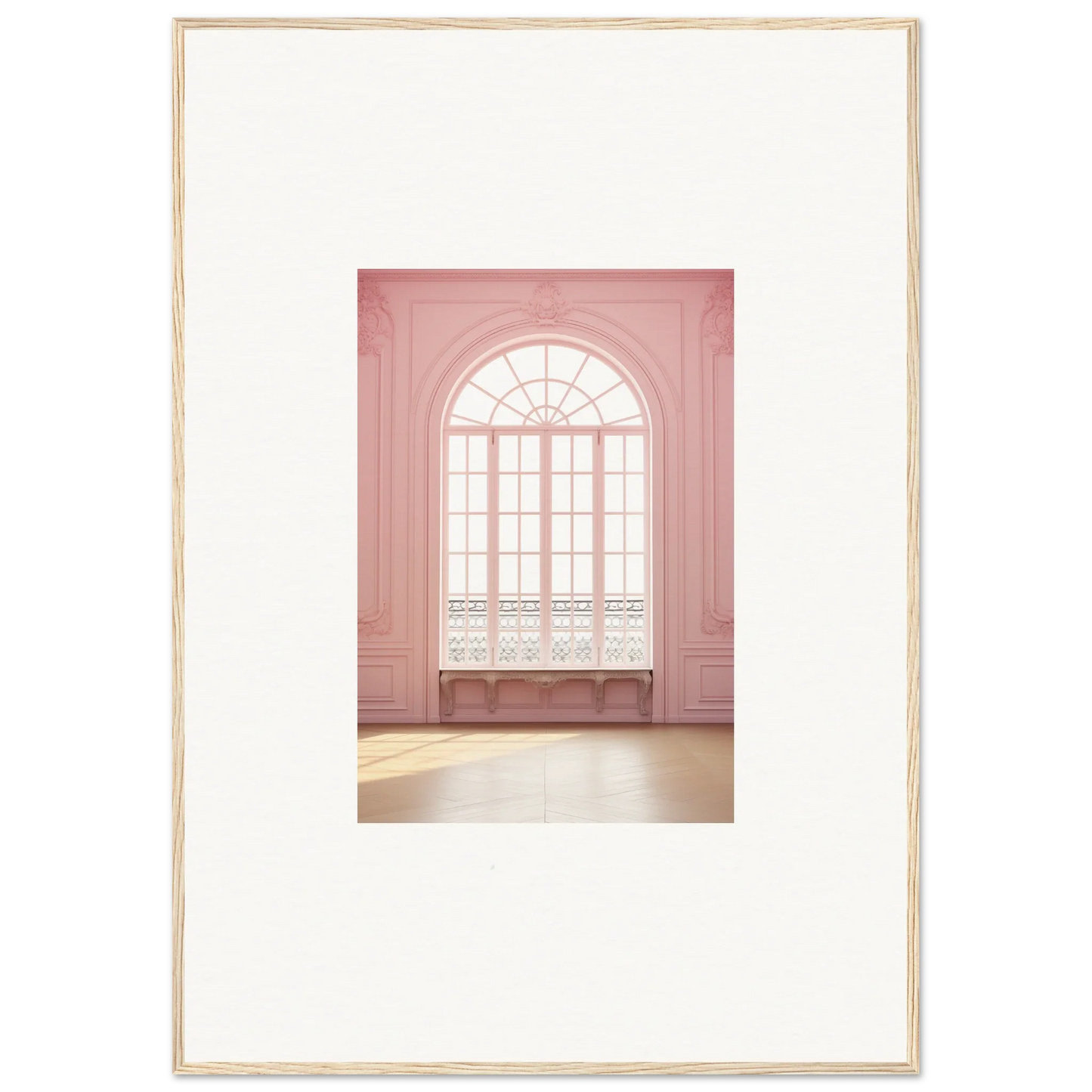 Arched window with pink paneling and iron railings from Ether Balcon Evolvement special edition art™