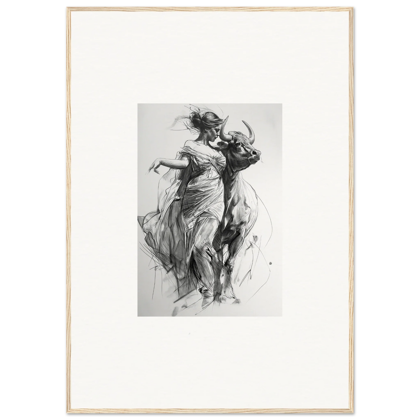 Expressive charcoal sketch of figures dancing in flowing dresses for Forest Flame Dance special edition art™