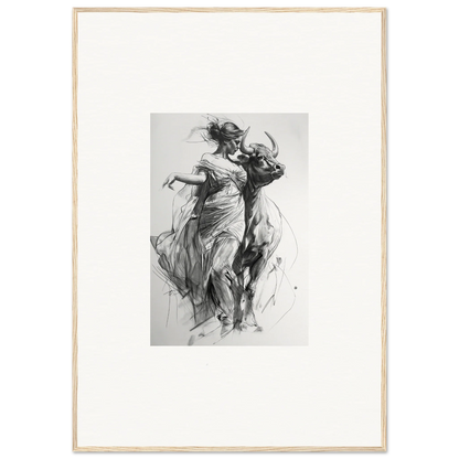 Expressive charcoal sketch of figures dancing in flowing dresses for Forest Flame Dance special edition art™