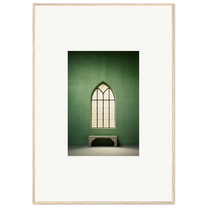 Gothic arched window with a bench below in Evermind Greenthaum special edition art™