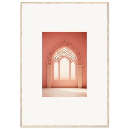 Ornate arched doorway with Moorish patterns in coral pink from Versaille Sunset Reimagined