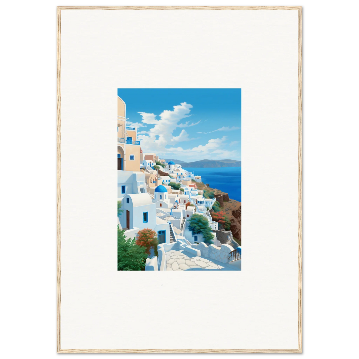 Framed Santorini photo perfect for Sunday Stahl’s special edition art™ collection