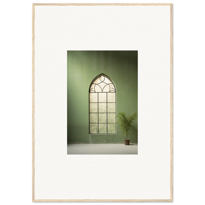 Gothic arched window with ornate details in Green Crescent special edition art™ frame