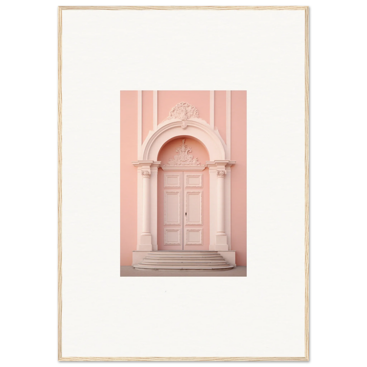 Elegant pink doorway with ornate archway in Petal Whispers Portal special edition art™