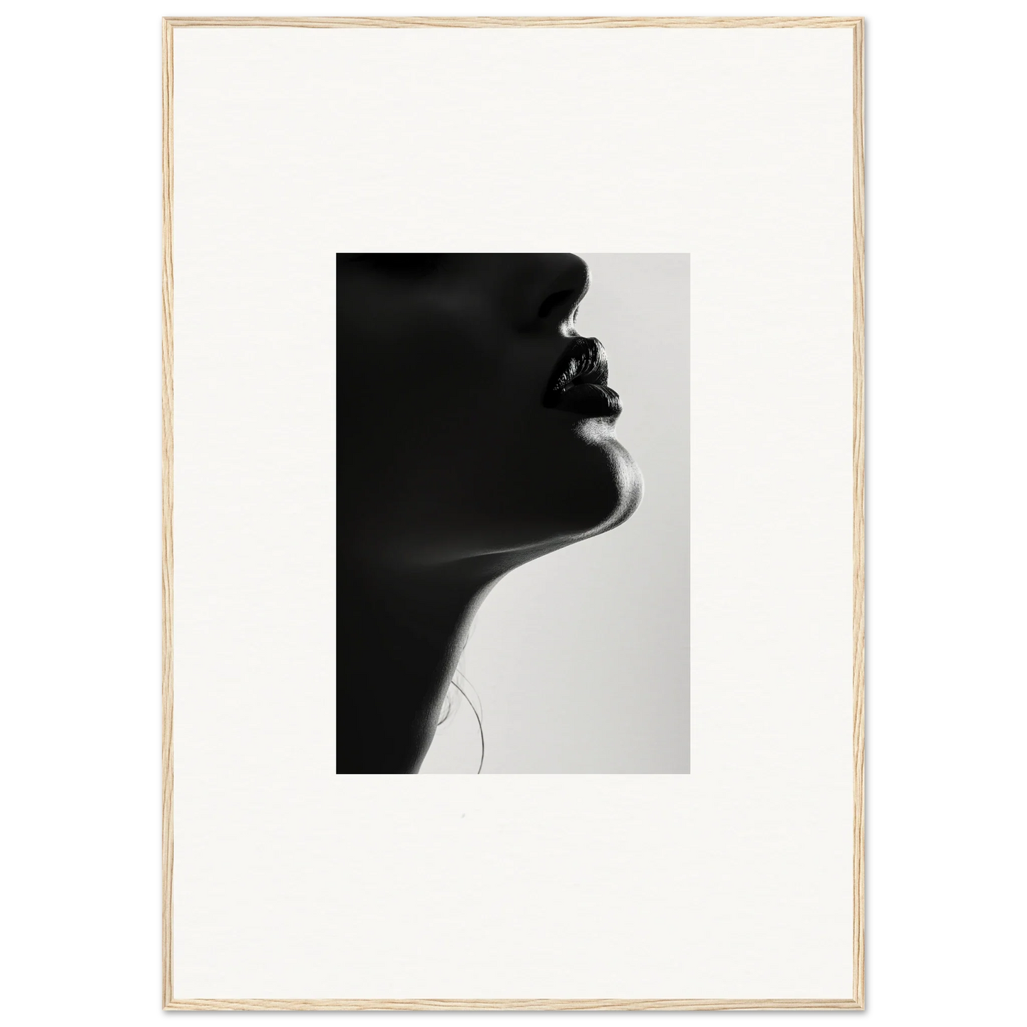 Dramatic black and white silhouette profile for Shadowed Whisper Immanence framed wall art