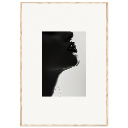 Dramatic black and white silhouette profile for Shadowed Whisper Immanence framed wall art