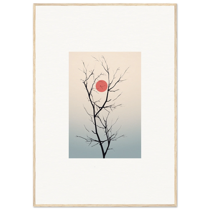 Bare tree branches silhouetted by a red sun for Serene Eclipse wall art