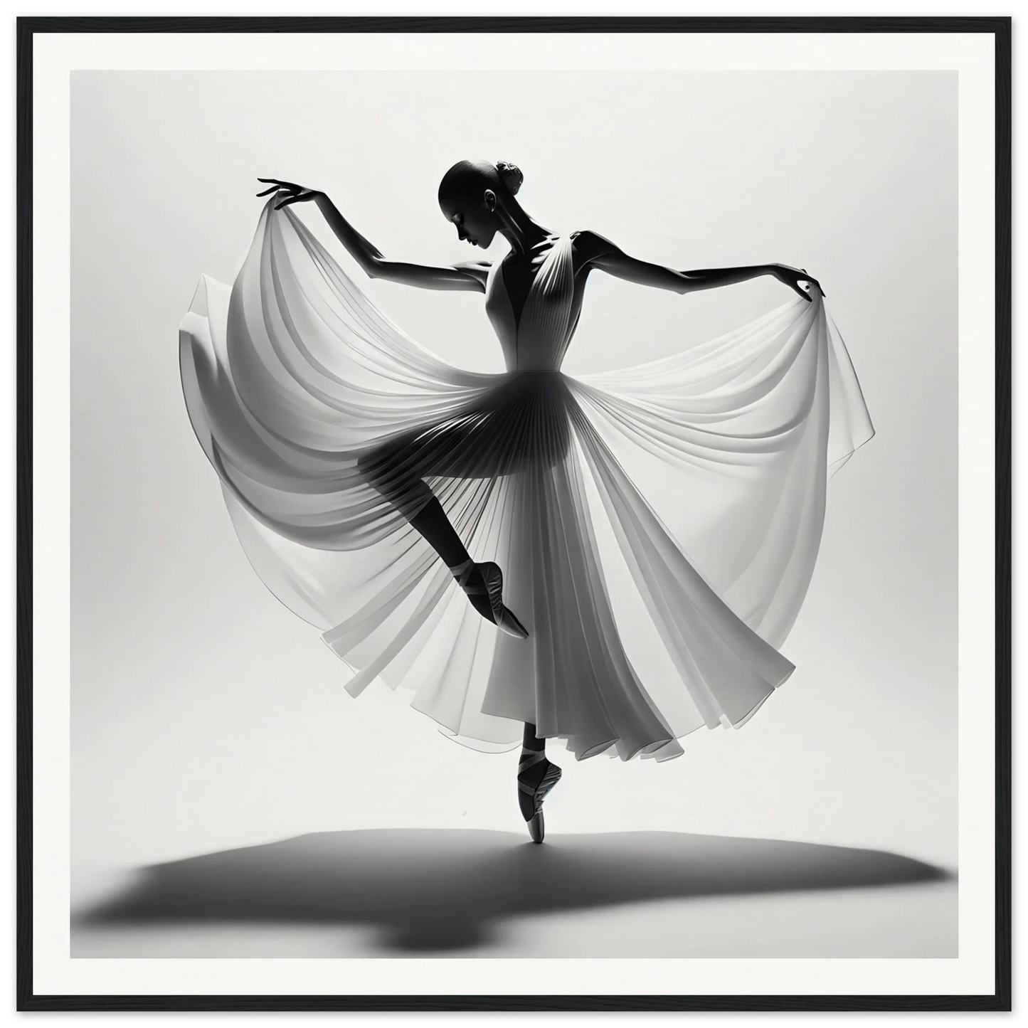 Silhouette of a graceful ballerina mid-leap, showcasing Ballerina Ethereal Dance art