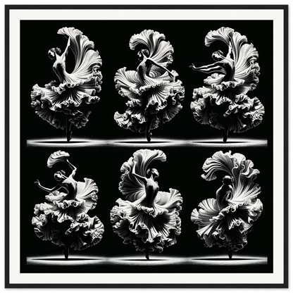 Six ruffled white parrot tulips in a grid for Ethereal Ballet Whirl framed poster