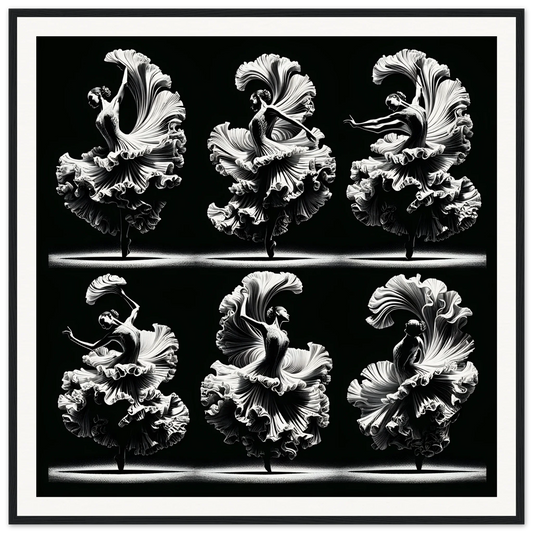 Six ruffled white parrot tulips in a grid for Ethereal Ballet Whirl framed poster