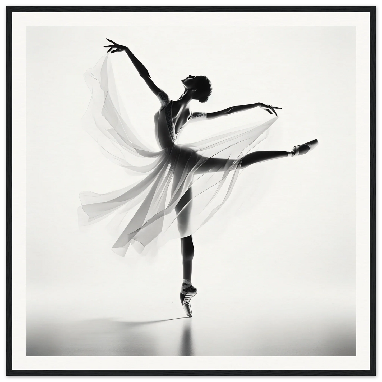 Graceful ballet dancer en pointe in flowing dress from Ethereal Grace’s Whisper art