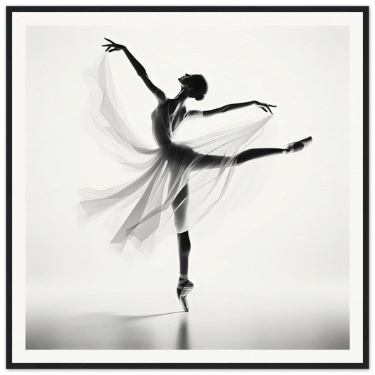 Graceful ballet dancer en pointe in flowing dress from Ethereal Grace’s Whisper art