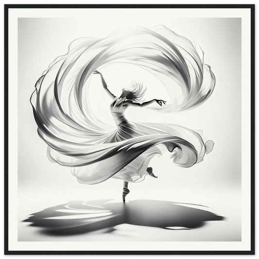 Graceful dancer in flowing fabric creating a spiral for Ethereal Vortex Symphony art