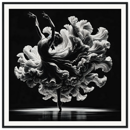 Dancer in flowing white fabric forms a floral silhouette for Kinetic Elegance Reverie