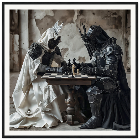 Two armored figures play chess in Mind’s Naissance Battle special edition art™