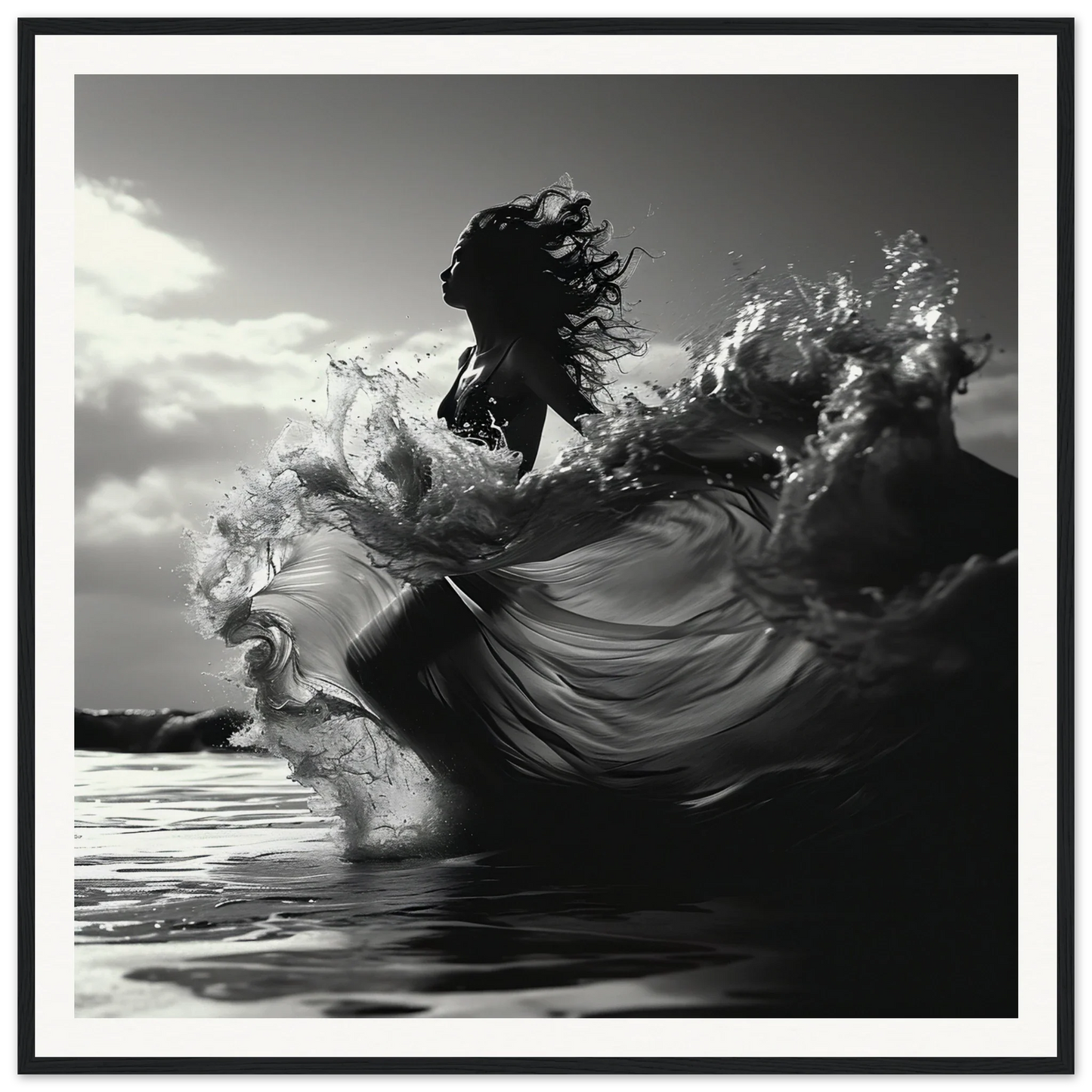 Dramatic black and white ocean wave in Ocean’s Dancer Serenity special edition art™