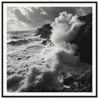 Powerful ocean waves crash on rocky cliffs in Sea’s Relentless Requiem special edition art™