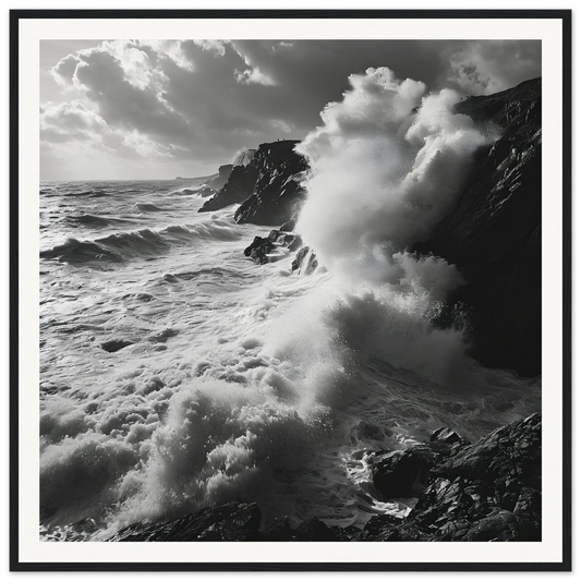 Powerful ocean waves crash on rocky cliffs in Sea’s Relentless Requiem special edition art™