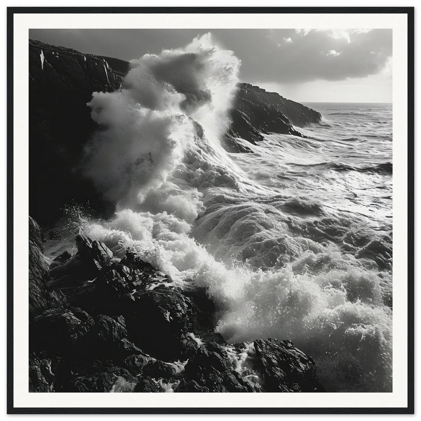 Powerful ocean waves crash on cliffs in Sinous Tidal Symphony special edition art™