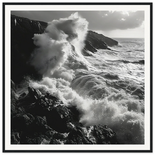 Powerful ocean waves crash on cliffs in Sinous Tidal Symphony special edition art™