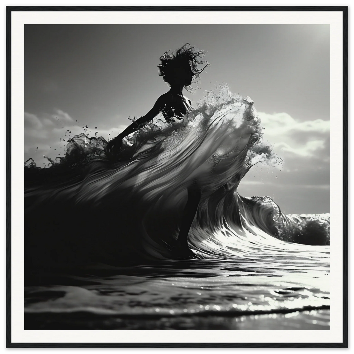 Silhouetted figure in crashing wave for Waves of Fusion special edition art™