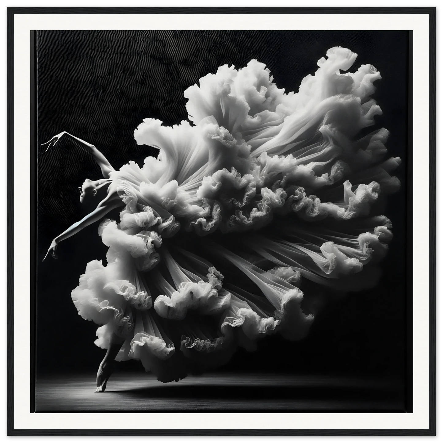 Flowing white fabric billowing in Whirling Mystic Revelry framed posters art