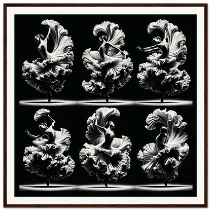 Six ruffled white parrot tulips in Ethereal Ballet Whirl framed poster art