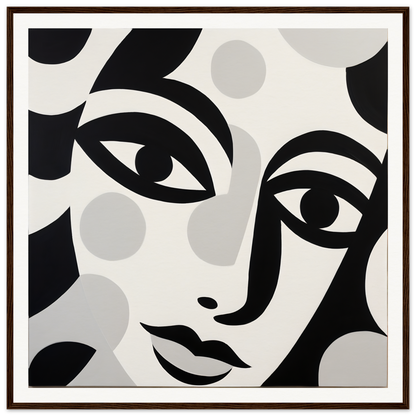 Abstract black and white art with curved lines in Mystic Visage Encounter framed poster art