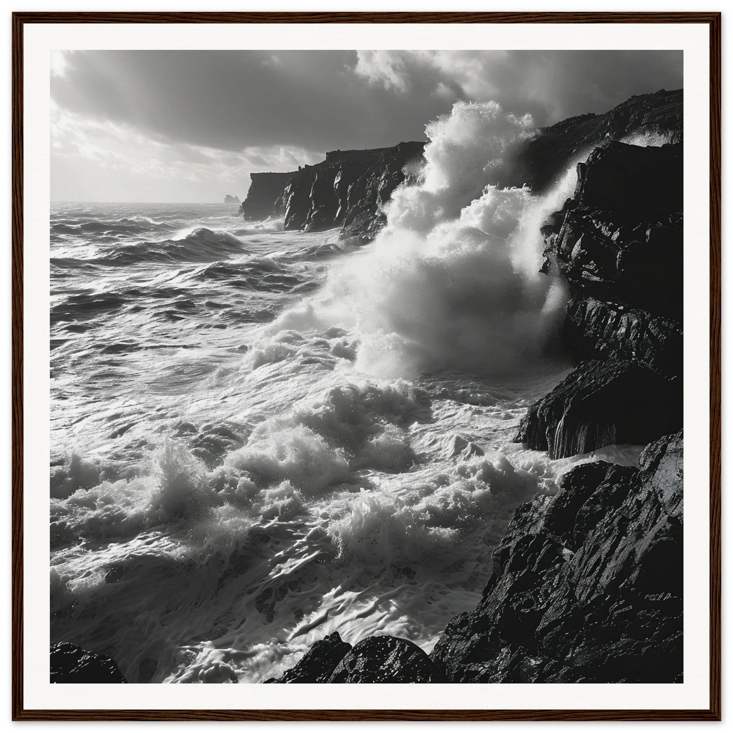 Powerful ocean waves crash on cliffs in Ocean’s Ferocious Waltz special edition art™